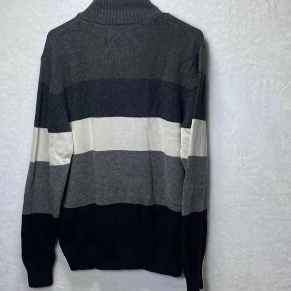 U.S. Polo Assn. Mens Striped Pullover Sweater Size M Gray & Black Cotton Blend - Picture 4 of 11